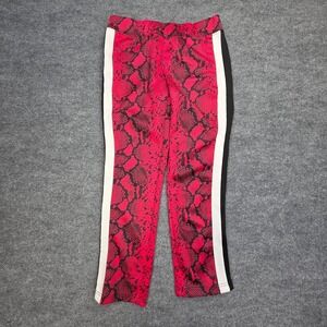 Pam & Gela Pants Women's Small Red Snakeskin Racer Stripe Zip Ankle